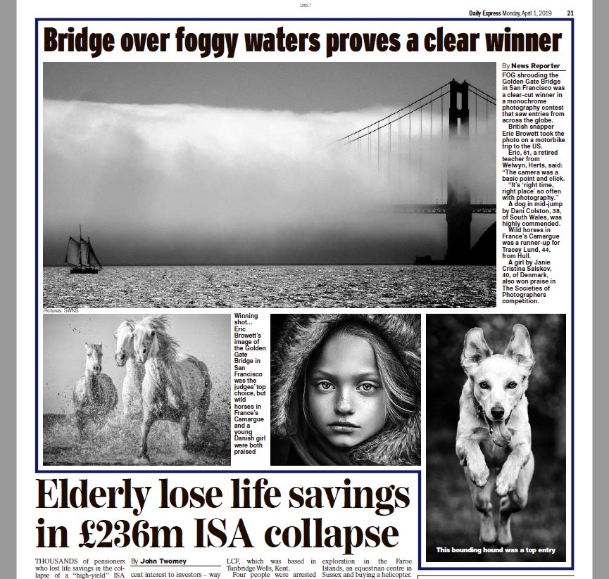 , Monochrome Photography Competition images make the National Papers.