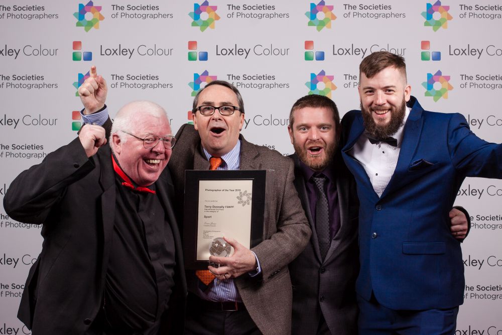 Terry Donnelly with the Sport Photographer of the Year 2019 Award.