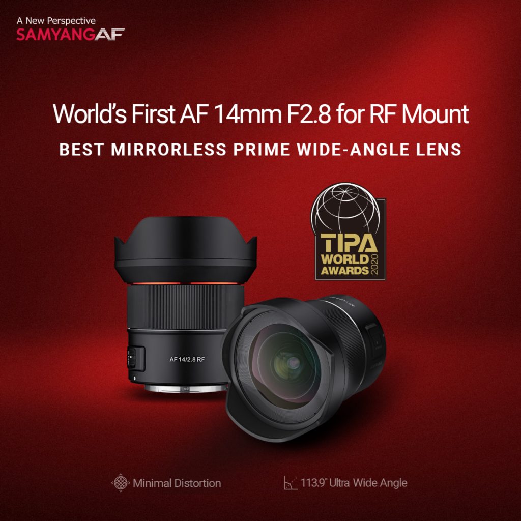 SAMYANG AF 14mm F2.8 RF wins TIPA World Award 2020