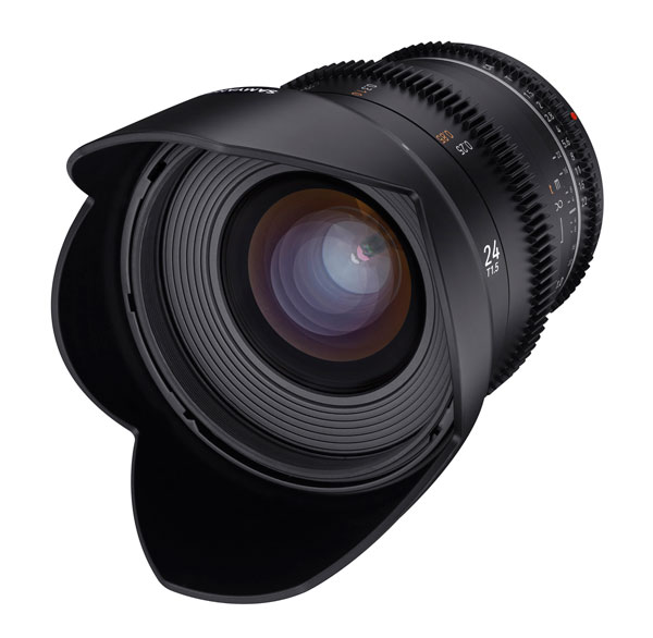 Samyang VDSLR MK2 24mm T1.5 front angle