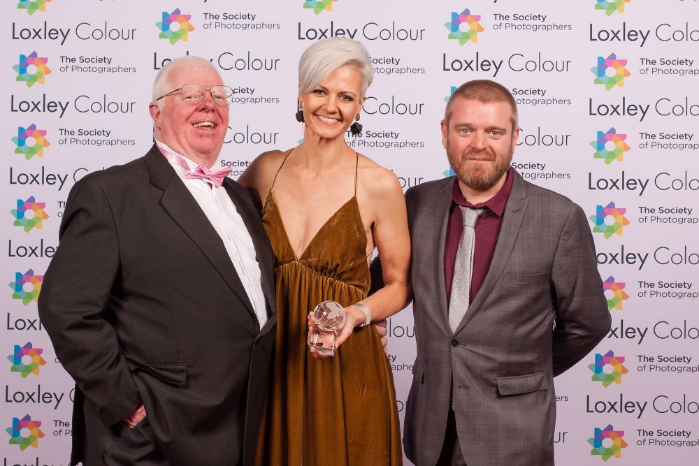 Phil Jones, The Society of Photographers’ Director and Ben Jones Member Value & Experience Manager present Kelly Brown FSWPP with the 2nd Place Photographer of the Year 2023 Award