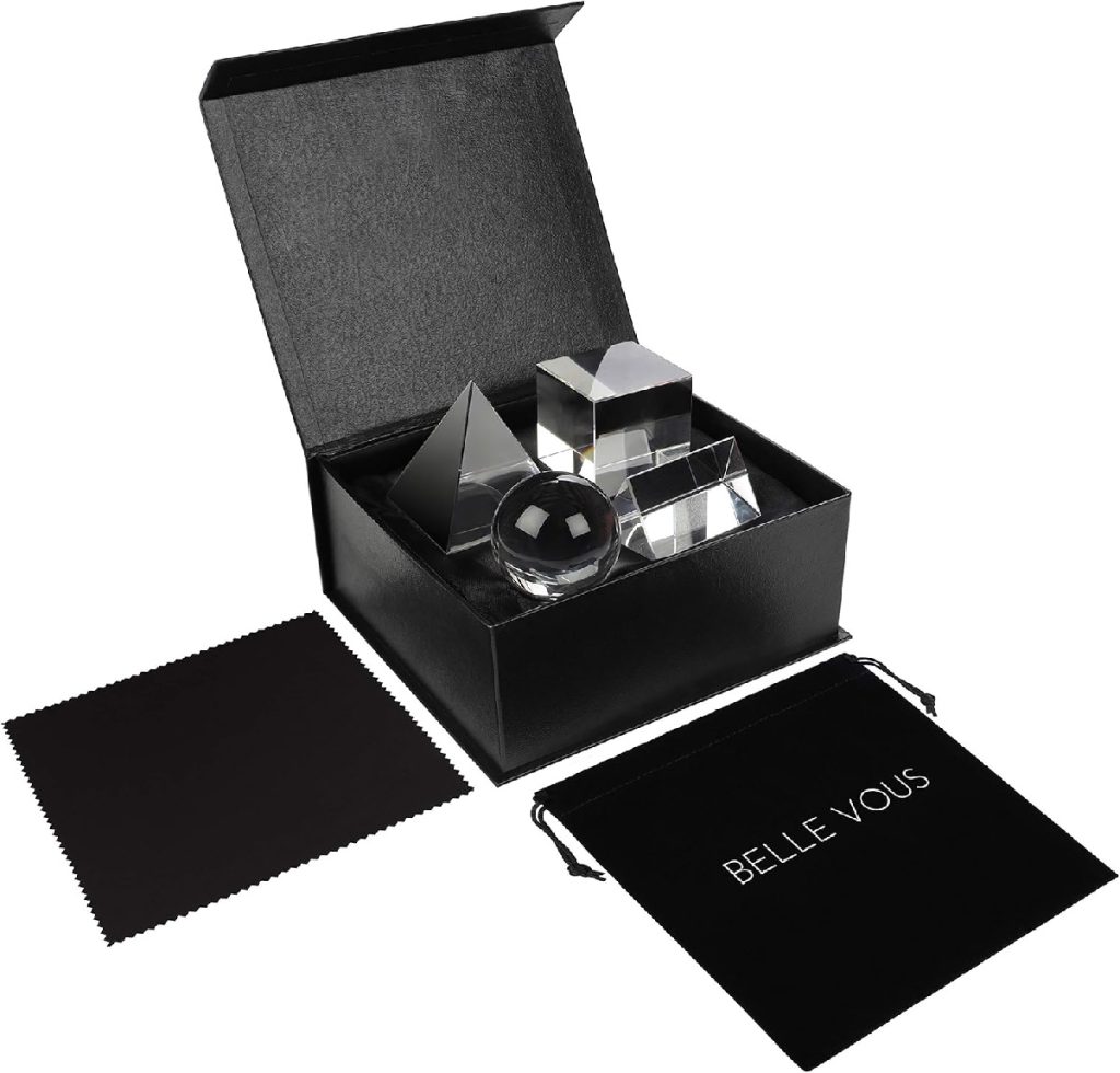 Belle Vous Glass Prism, Cube, Crystal Ball & Pyramid Photography Accessories Set