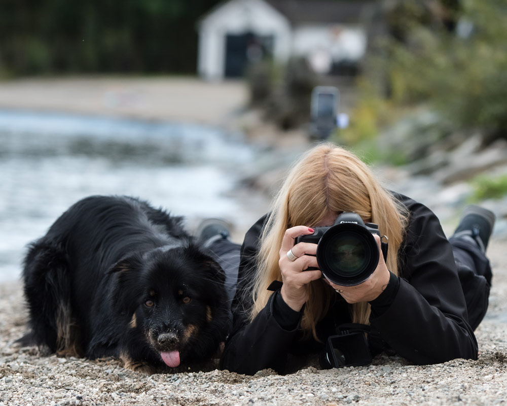 Photographer with dog