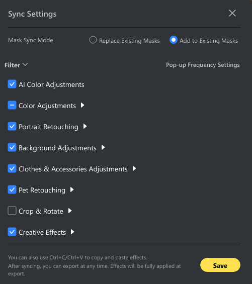 Evoto Sync Settings
