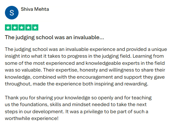 The judging school was invaluable