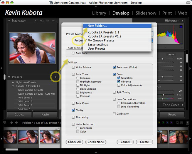 how to create Lightroom presets