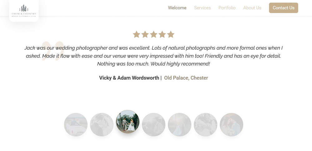 photography website testimonials